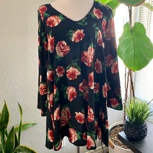 Lulus black and rose print dress